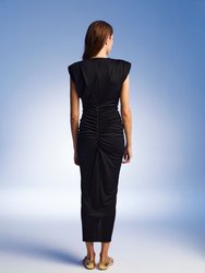 Draped Dress With Shoulder Pad