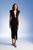 Draped Dress With Shoulder Pad - Black