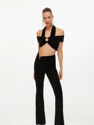 Draped Flare Pants - Black