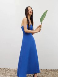 Draped Linen Dress - Royal Blue
