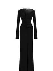 Draped Long Dress - Black