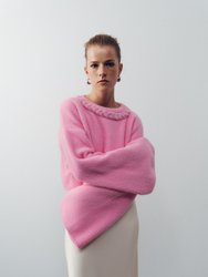 Embellished Knit Sweater - Pink