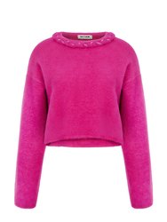 Embellished Knit Sweater - Fuchsia
