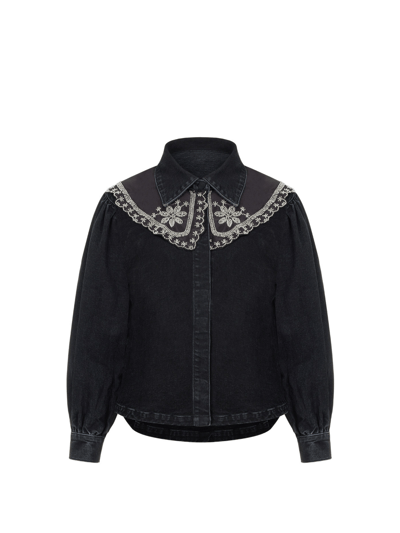 Nocturne Embroidered Collared Denim Shirt product