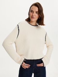 Embroidered Crop Sweater - Ecru