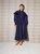 Embroidered Dress - Navy Blue - Navy Blue