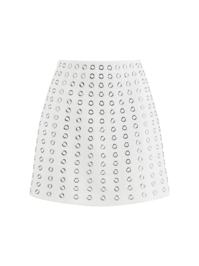 Eyelet Detailed Mini Skirt - Ecru - Ecru