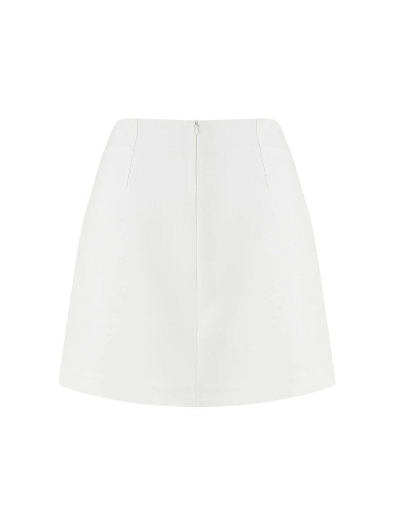 Eyelet Detailed Mini Skirt - Ecru