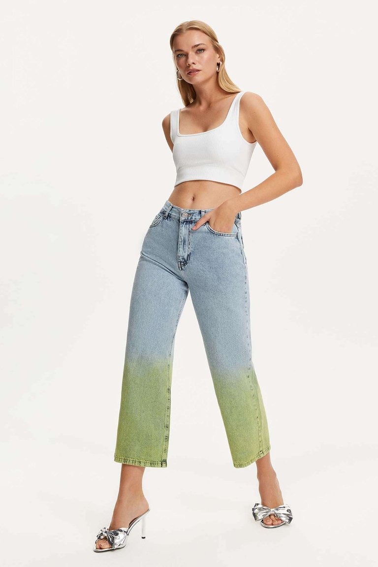 Faded Wide-Leg Jeans