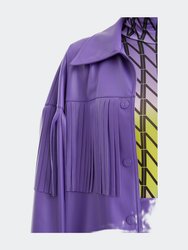 Fringe Faux Suede Jacket - Purple