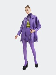 Fringe Faux Suede Jacket - Purple - Purple