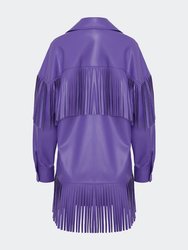 Fringe Faux Suede Jacket - Purple