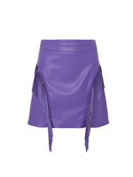 Fringe Faux Suede Mini Skirt - Purple