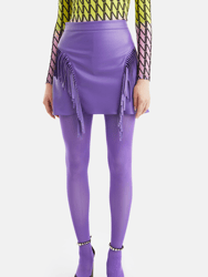 Fringe Faux Suede Mini Skirt - Purple