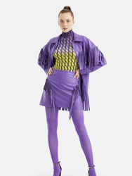 Fringe Faux Suede Mini Skirt - Purple - Purple