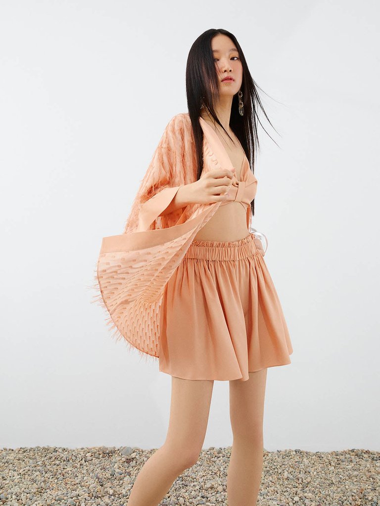 Fringe Kimono - Dusty Pink