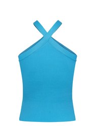 Halterneck Knit Top - Turquoise