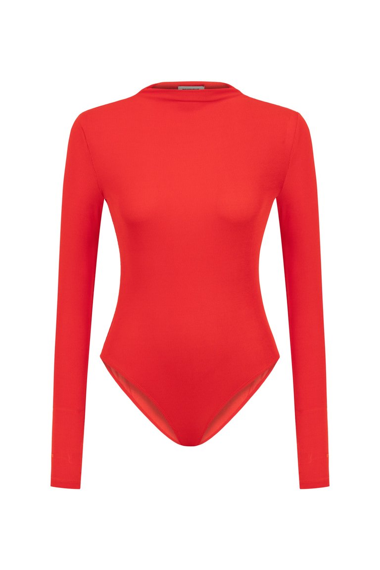 High Neck Bodysuit - Red