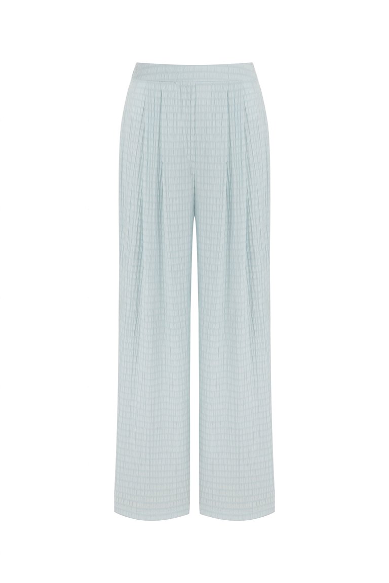 High Waist Textured Pants - Blue