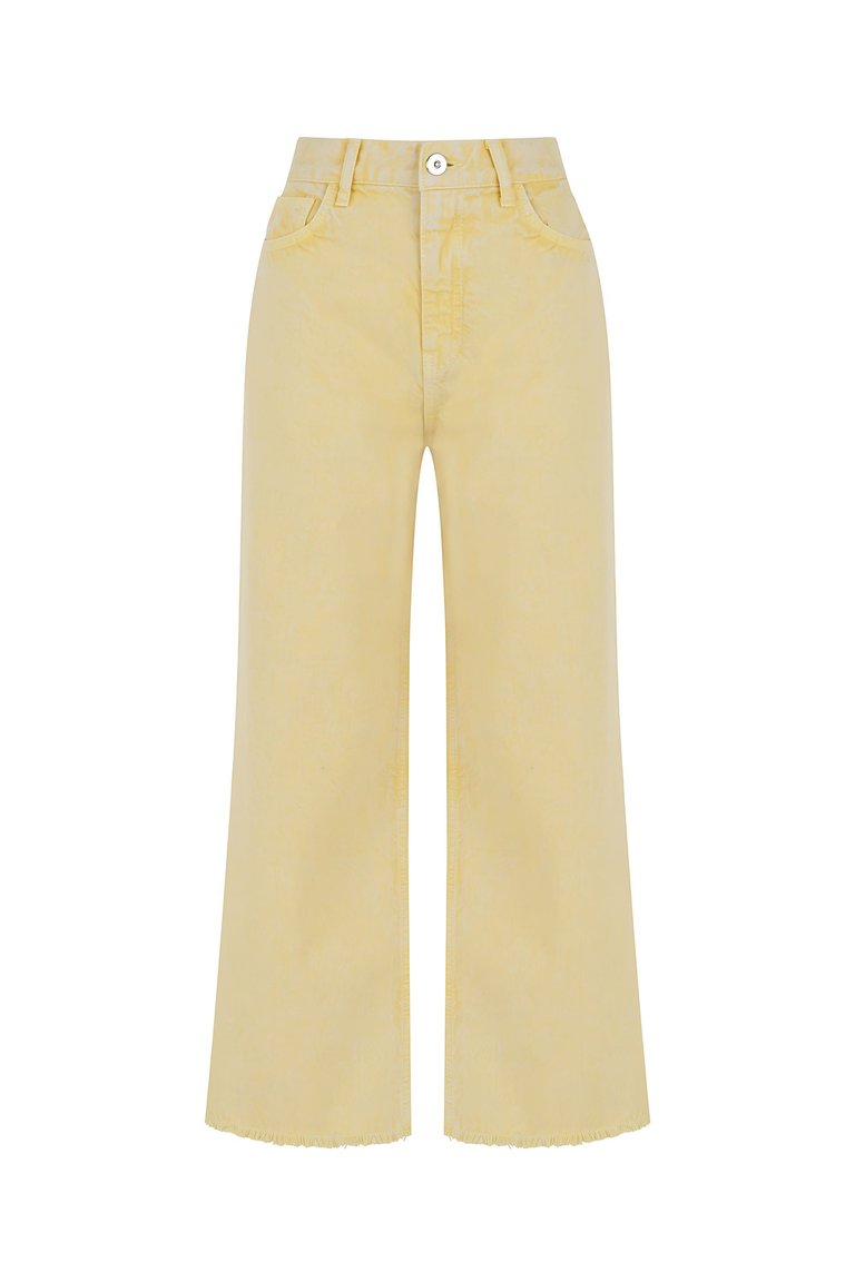 High Waist Wide Leg Jeans - Yellow