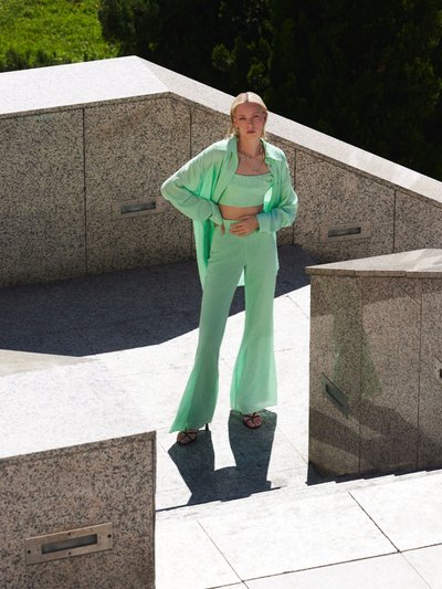 Nocturne High-Waisted Flare Pants - Mint Green product