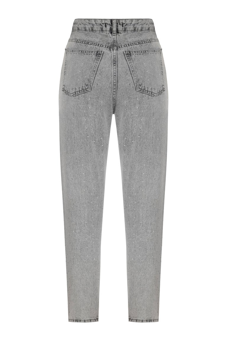 High-Waisted Jeans - Grey