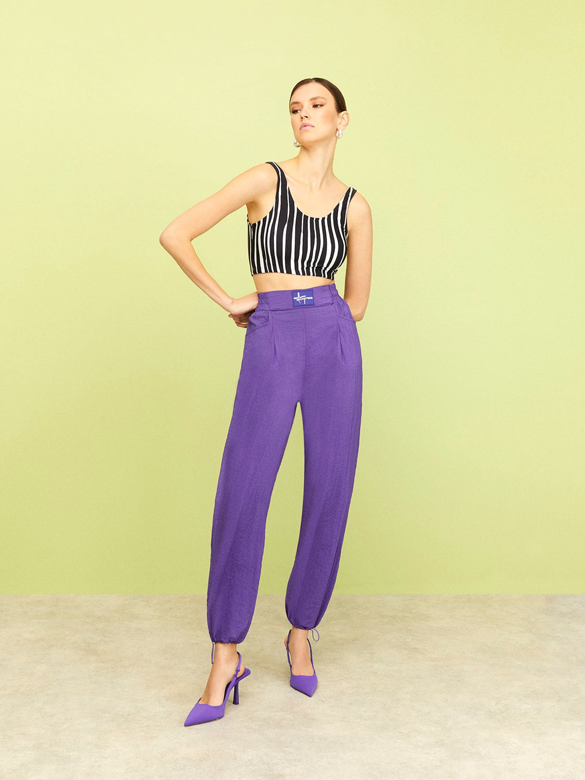 Nocturne Purple High-Waisted Jogging Pants