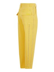 High-Waisted Mom Jeans - Yellow