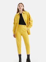 High-Waisted Mom Jeans - Yellow - Yellow