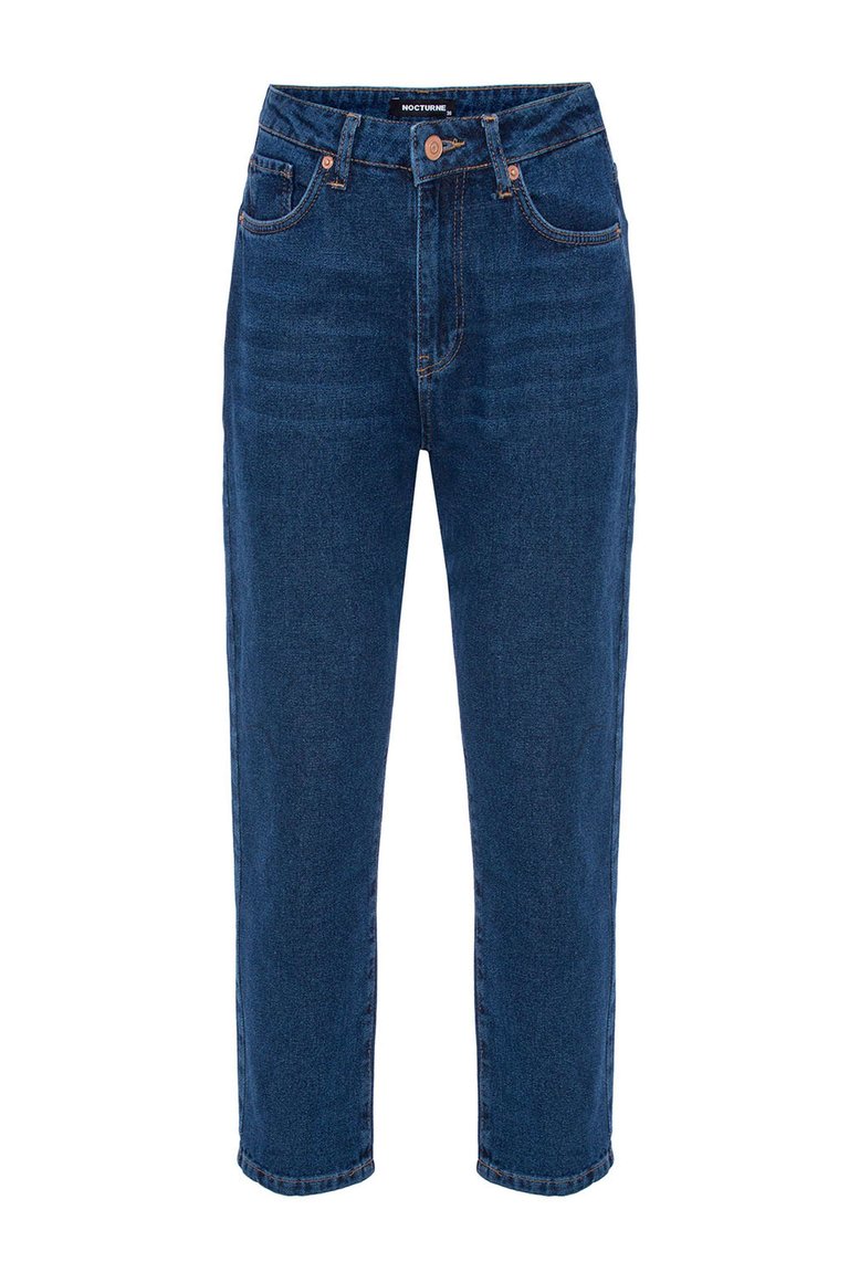 High-Waisted Mom Jeans - Blue