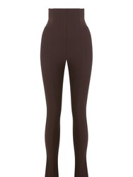 High-Waisted Pants - Brown