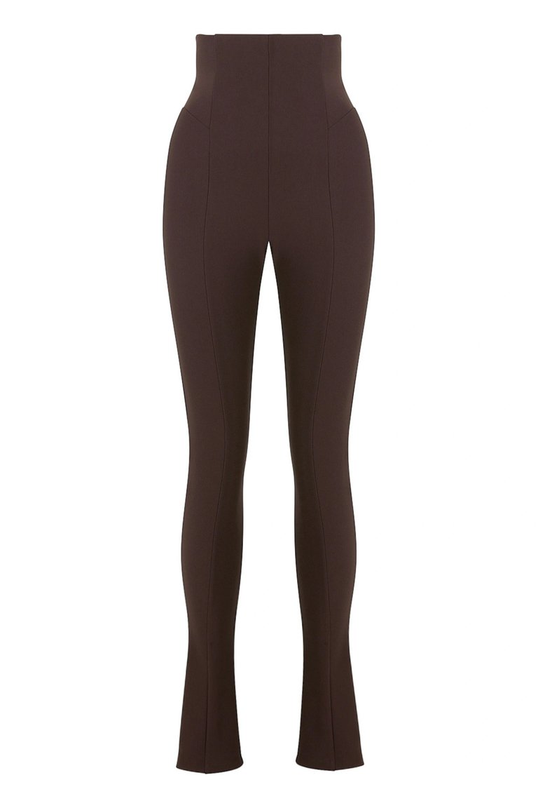 High-Waisted Pants - Brown - Brown