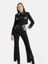 High-Waisted Slit Pants With Button Closure