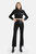 High-Waisted Slit Pants With Button Closure - Black