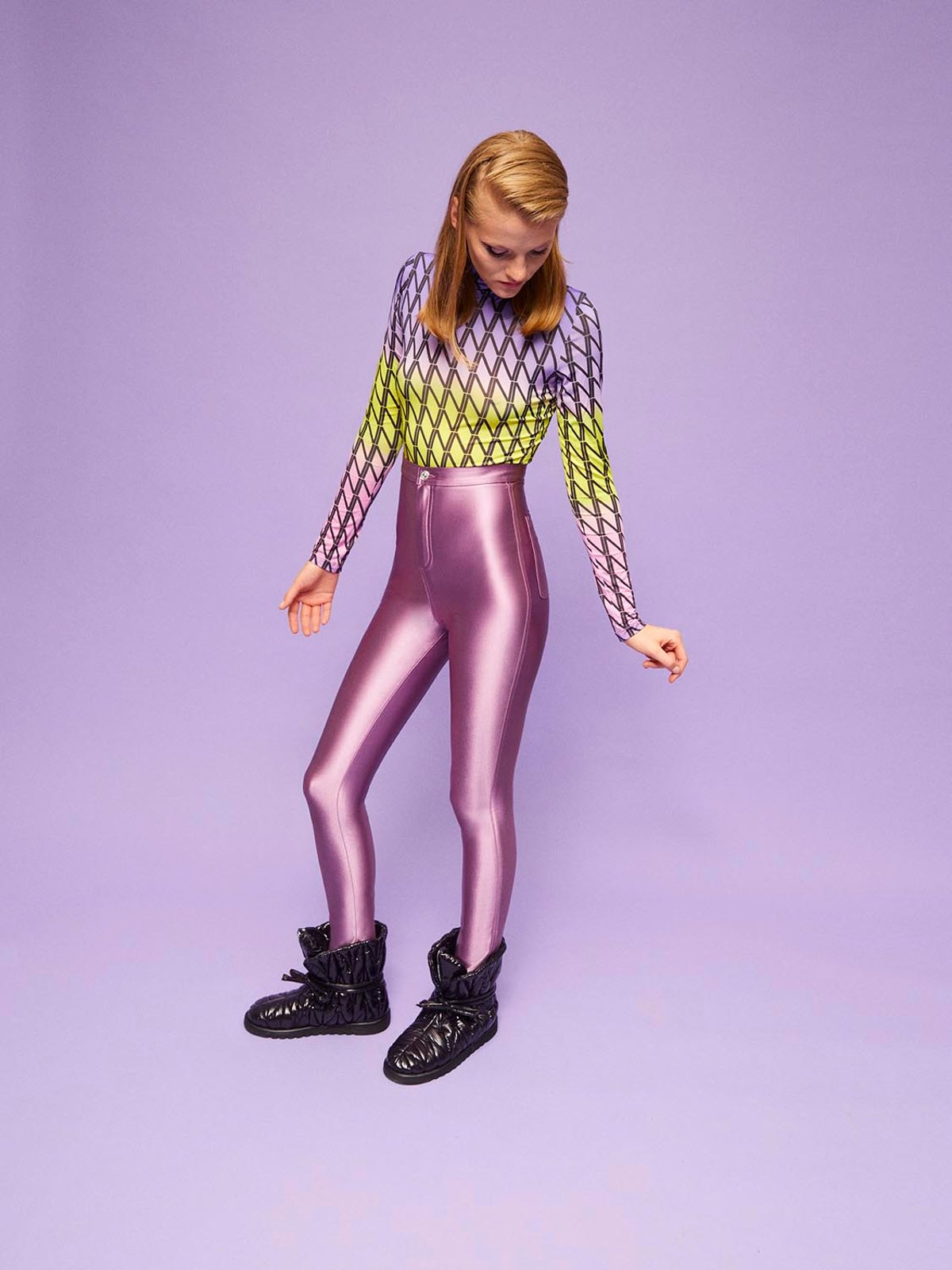 8 By YOOX RECYCLED POLY HIGH-WAIST STIRRUP LEGGINGS, Purple Women's  Leggings