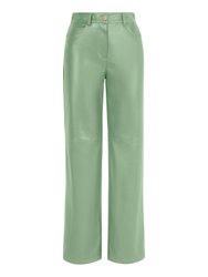 High-Waisted Wide Leg Pants - Olive Green - Olive Green