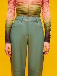 High-Waisted Wide Leg Pants - Olive Green