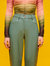 High-Waisted Wide Leg Pants - Olive Green