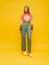 High-Waisted Wide Leg Pants - Olive Green