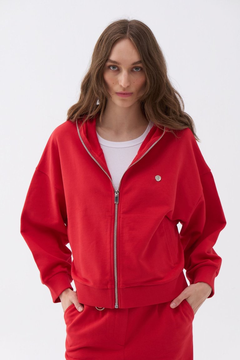 Hooded Oversize Sweatshirt - Red