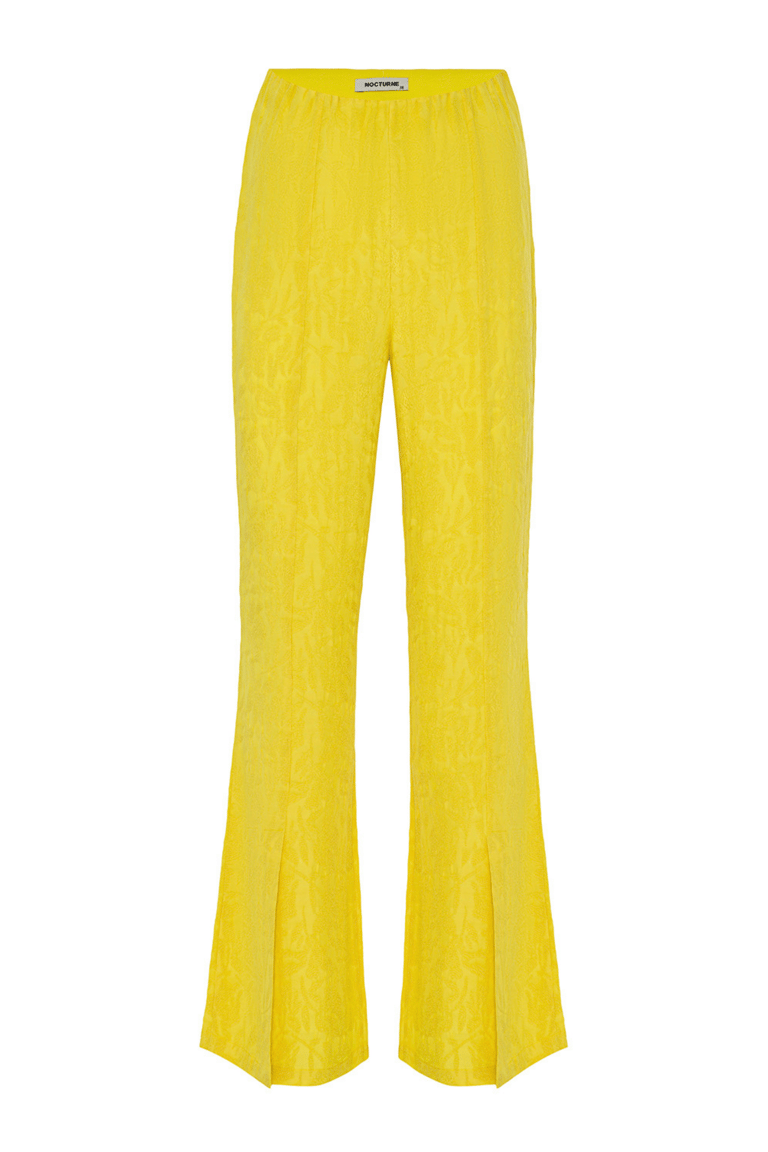 Jacquard Flare Pants - Yellow