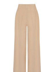 Knit Wide-Leg Pants With Darts