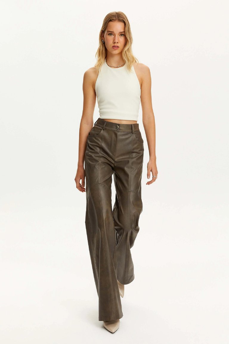 Leather Trim Pants (Final Sale) - Fog