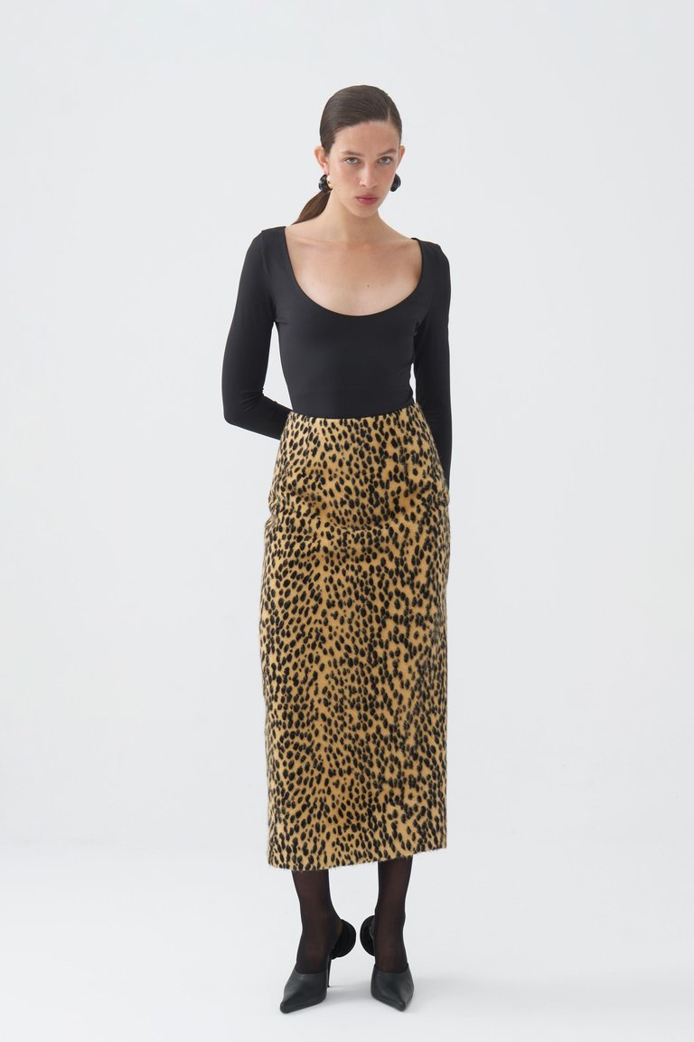 Leopard Print Pencil Skirt - Multi-Colored