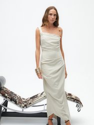 Long Dress With Accessory Strap - Beige