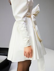 Long Puff Sleeves Belted Mini Dress