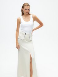 Long Skirt with Zipper Detail - Ecru