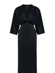 Midi Dress With Knot - Black