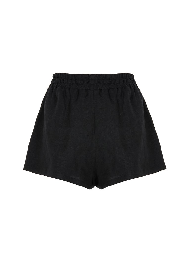 Mini Linen Shorts - Black