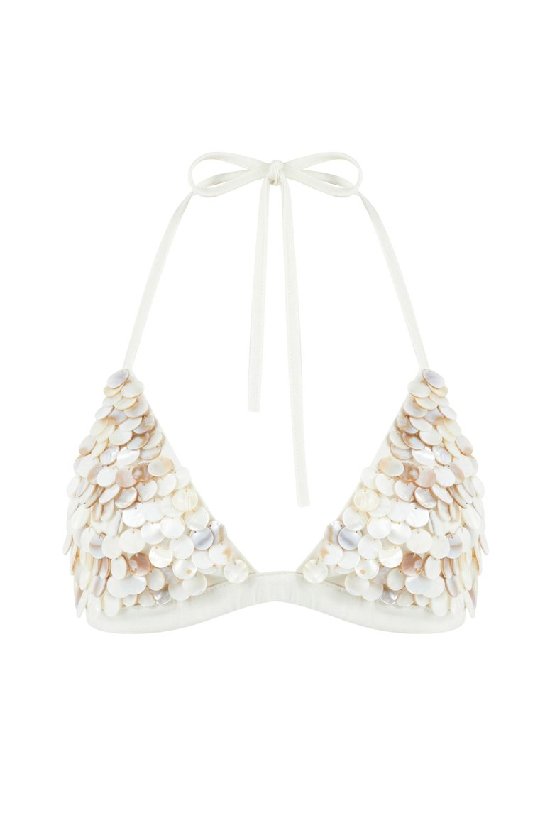 Mother of Pearl Beaded Crop Top - Off-White 